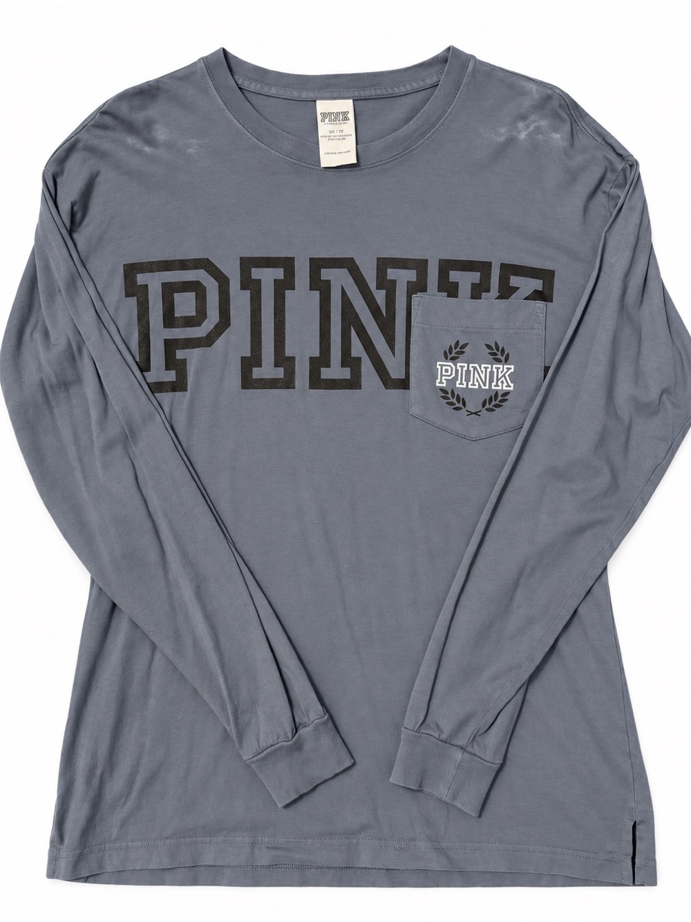 Victoria’s Secret PINK Slate Blue Logo Pocket Long Sleeve
